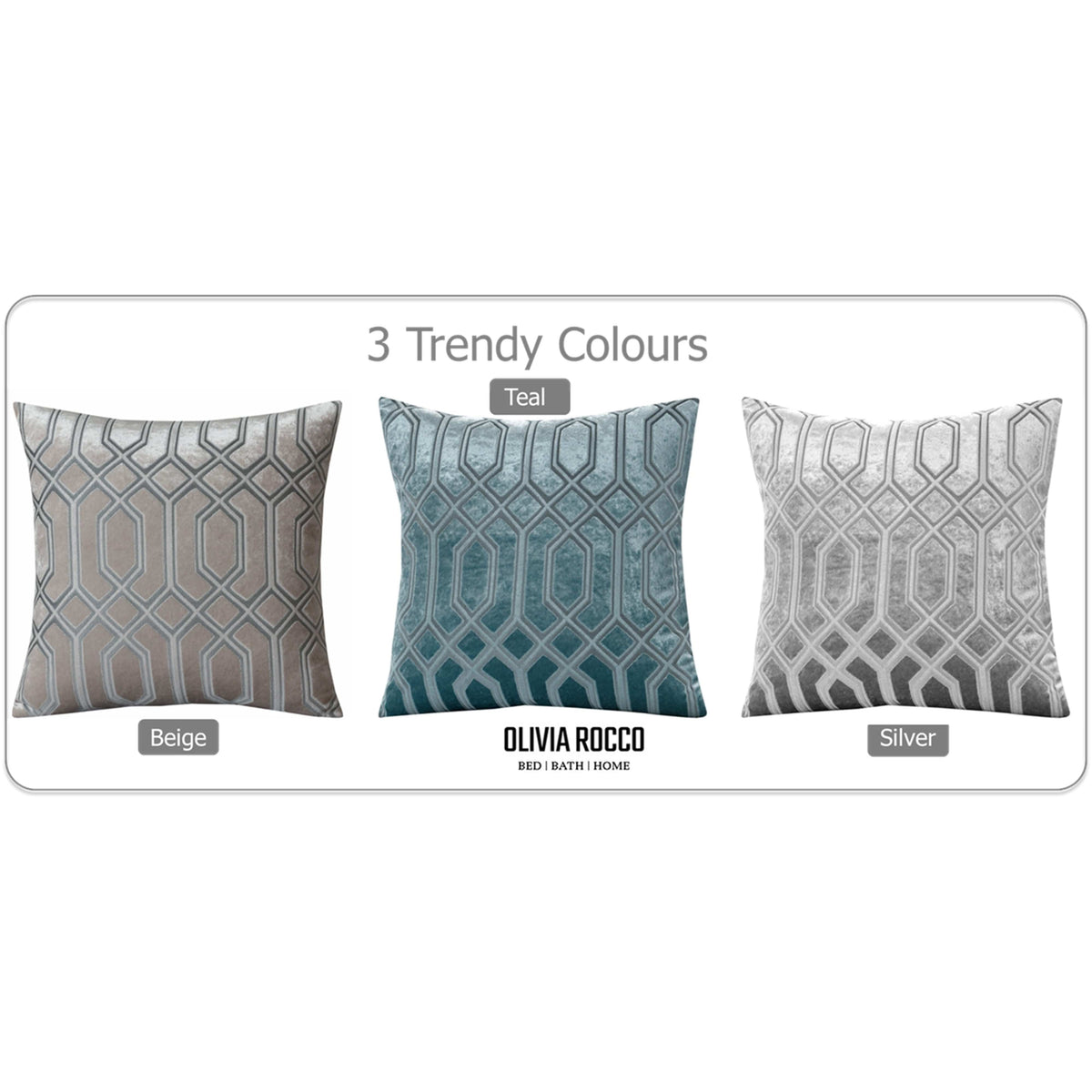 OLIVIA ROCCO Geo Velvet Cushion Covers 2 Pack Grey Geometric Textured Decorative