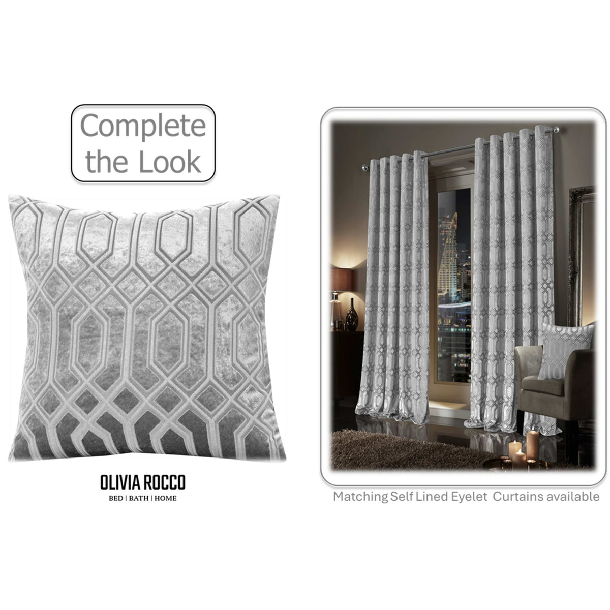 OLIVIA ROCCO Geo Velvet Cushion Covers 2 Pack Grey Geometric Textured Decorative