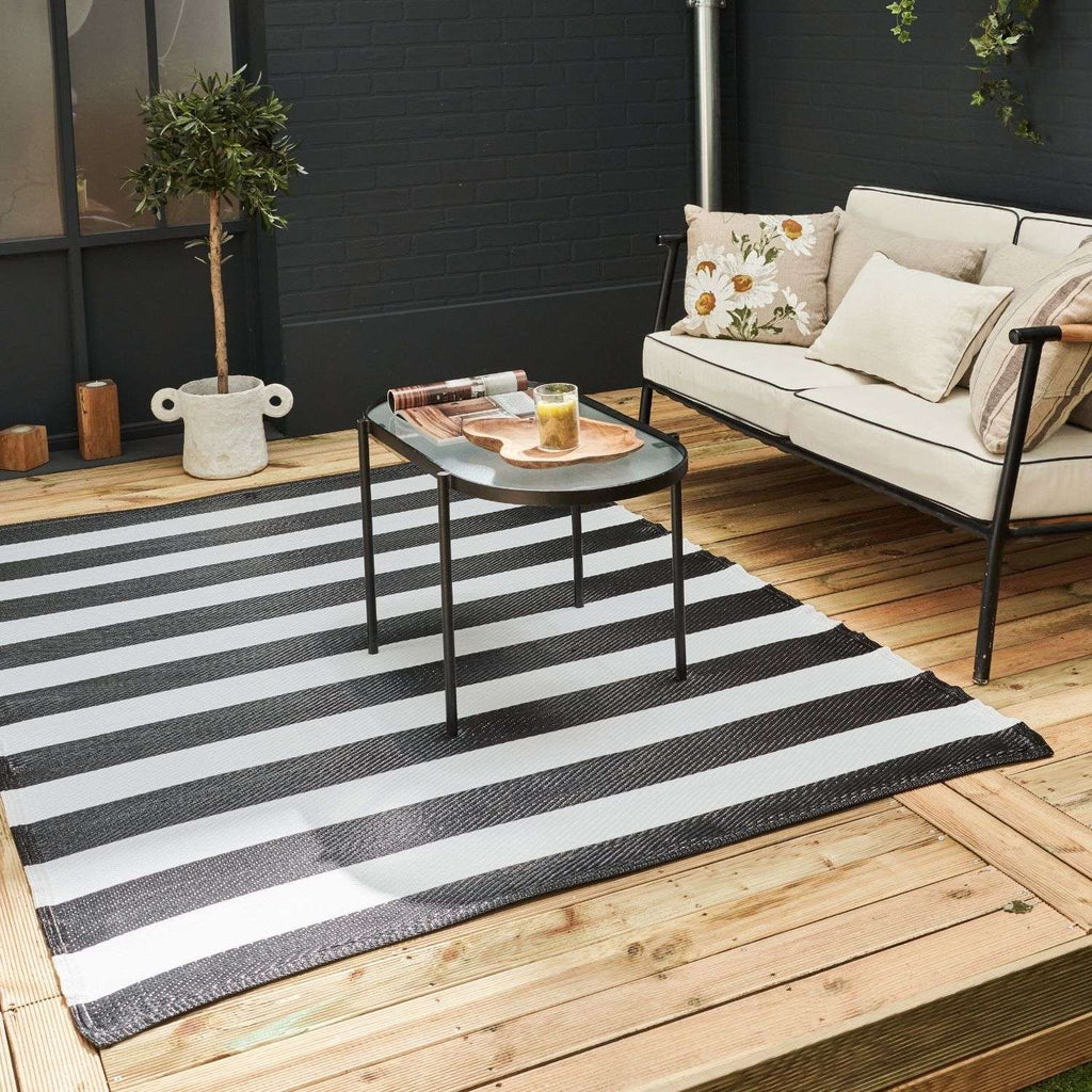 Rainbow Outdoor Rug Black & White | 1030