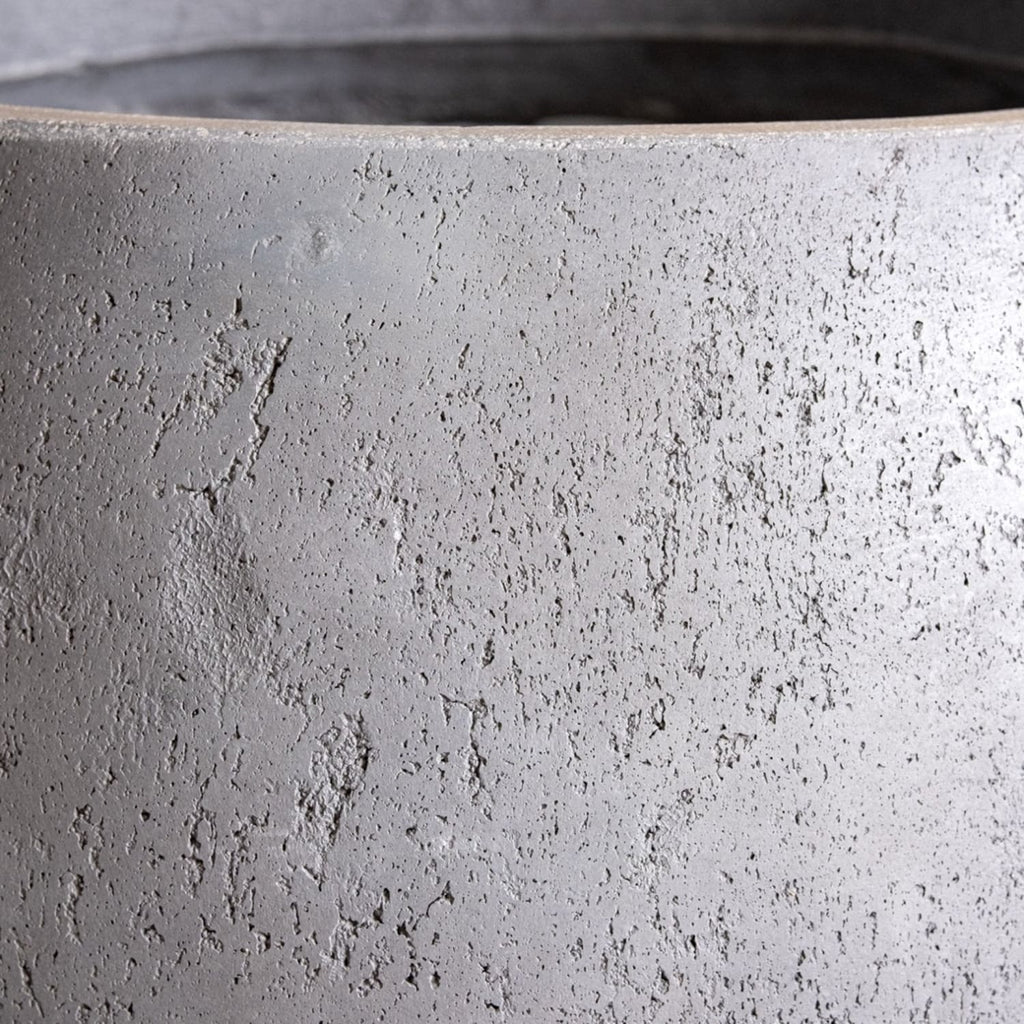 Close-up of a textured concrete pot