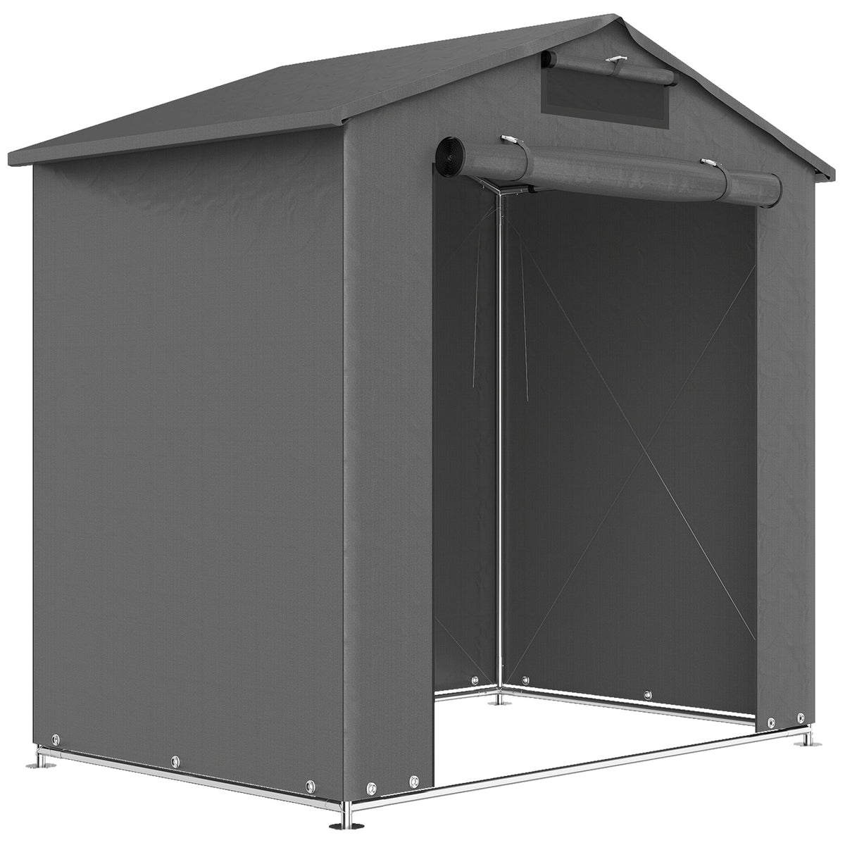 Outsunny 6 x 4 ft Outdoor Garden Storage Shed, Waterproof Bike Tent with Vent and Roll-Up Zipper Door - MOOAZAA