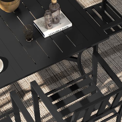 Outsunny 7 Pieces Patio Dining Set with Umbrella Hole, for Poolside, Garden - MOOAZAA