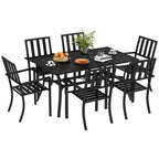 Outsunny 7 Pieces Patio Dining Set with Umbrella Hole, for Poolside, Garden - MOOAZAA