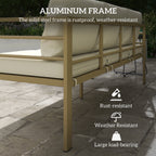Outsunny Garden Bench with Cushions, 3-Seater Sofa with Backrest, Armrest and Back Cushions, 185 x 66 x 64cm, Cream White - MOOAZAA