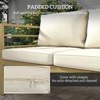Outsunny Garden Bench with Cushions, 3-Seater Sofa with Backrest, Armrest and Back Cushions, 185 x 66 x 64cm, Cream White - MOOAZAA