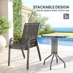 Outsunny Garden Bistro Set, Small Garden Set w/ Stackable Chairs - MOOAZAA