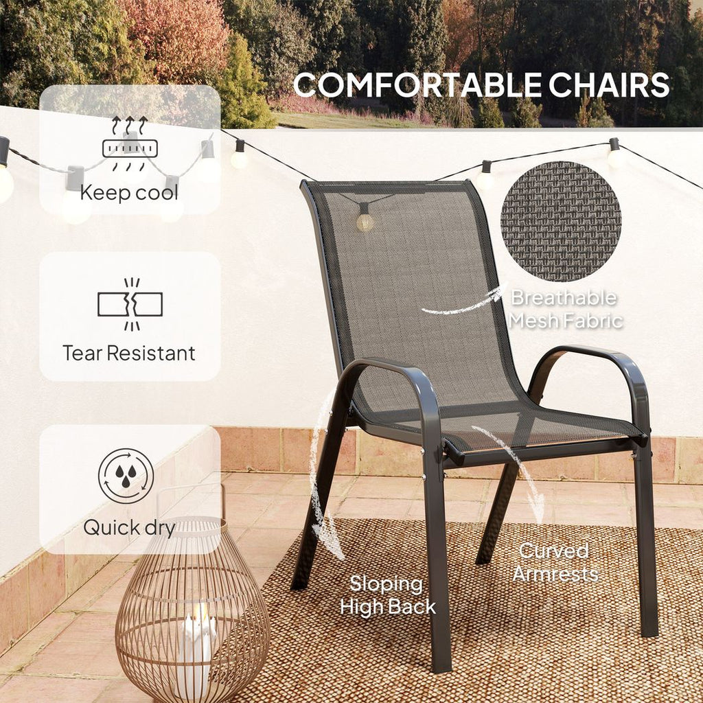 Outsunny Garden Bistro Set, Small Garden Set w/ Stackable Chairs - MOOAZAA