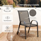 Outsunny Garden Bistro Set, Small Garden Set w/ Stackable Chairs - MOOAZAA