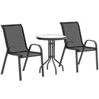 Outsunny Garden Bistro Set, Small Garden Set w/ Stackable Chairs - MOOAZAA