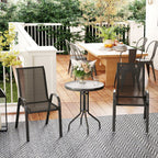 Outsunny Garden Bistro Set, Small Garden Set w/ Stackable Chairs - MOOAZAA