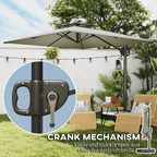 Outsunny Garden Cantilever Parasol w/ Weighted Base Tilt Crank - MOOAZAA