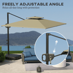 Outsunny Garden Cantilever Parasol w/ Weighted Base Tilt Crank - MOOAZAA
