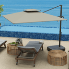Outsunny Garden Cantilever Parasol w/ Weighted Base Tilt Crank - MOOAZAA