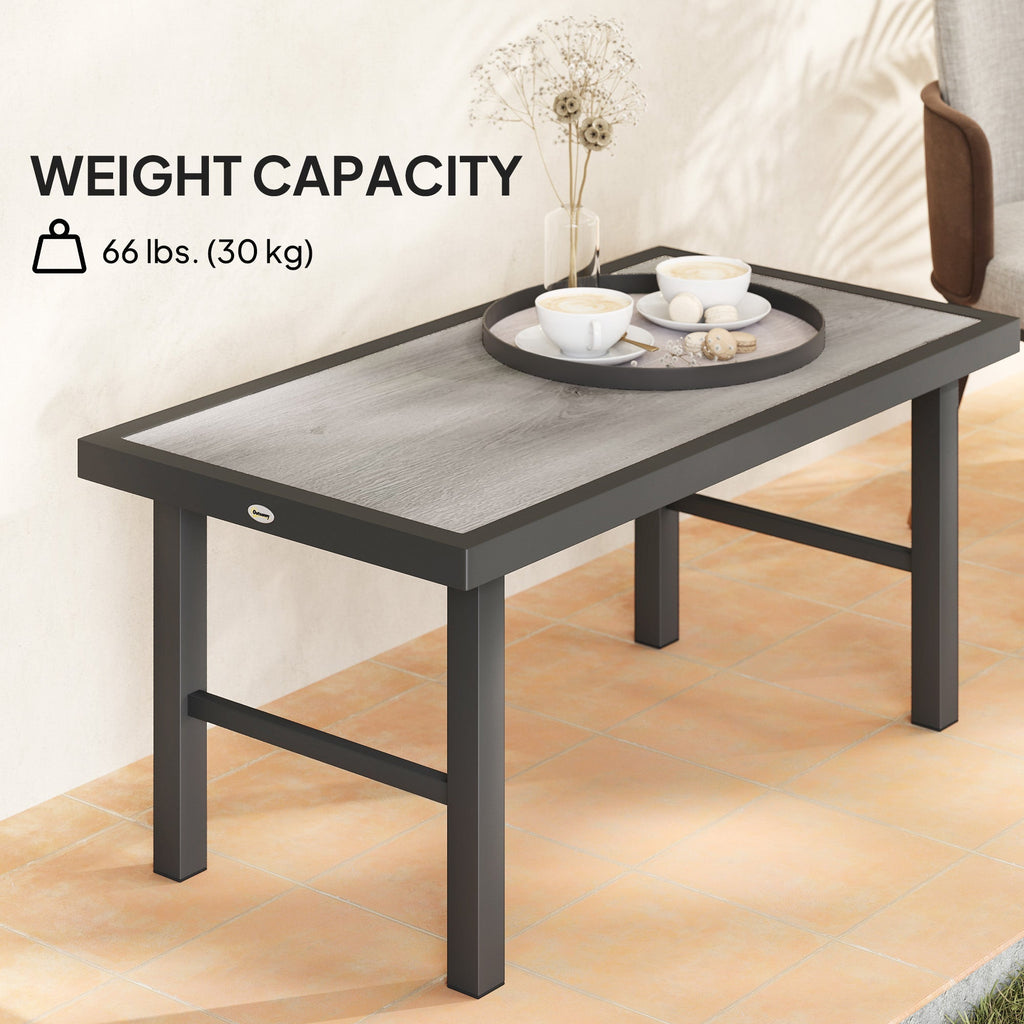 Outsunny Garden Coffee Table with SPC Woodgrain Tabletop - MOOAZAA