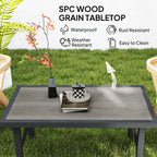 Outsunny Garden Coffee Table with SPC Woodgrain Tabletop - MOOAZAA