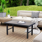 Outsunny Garden Coffee Table with SPC Woodgrain Tabletop - MOOAZAA