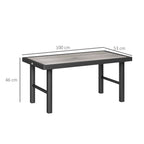 Outsunny Garden Coffee Table with SPC Woodgrain Tabletop - MOOAZAA