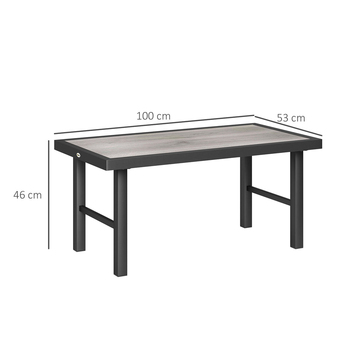 Outsunny Garden Coffee Table with SPC Woodgrain Tabletop - MOOAZAA