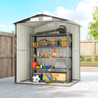 Outsunny Garden Metal Tool Storage Shed with Sliding Door, Sloped Roof and Foundation Kit, 152 x 132 x 188cm, Grey - MOOAZAA