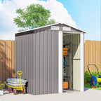 Outsunny Garden Metal Tool Storage Shed with Sliding Door, Sloped Roof and Foundation Kit, 152 x 132 x 188cm, Grey - MOOAZAA