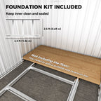 Outsunny Garden Metal Tool Storage Shed with Sliding Door, Sloped Roof and Foundation Kit, 152 x 132 x 188cm, Grey - MOOAZAA