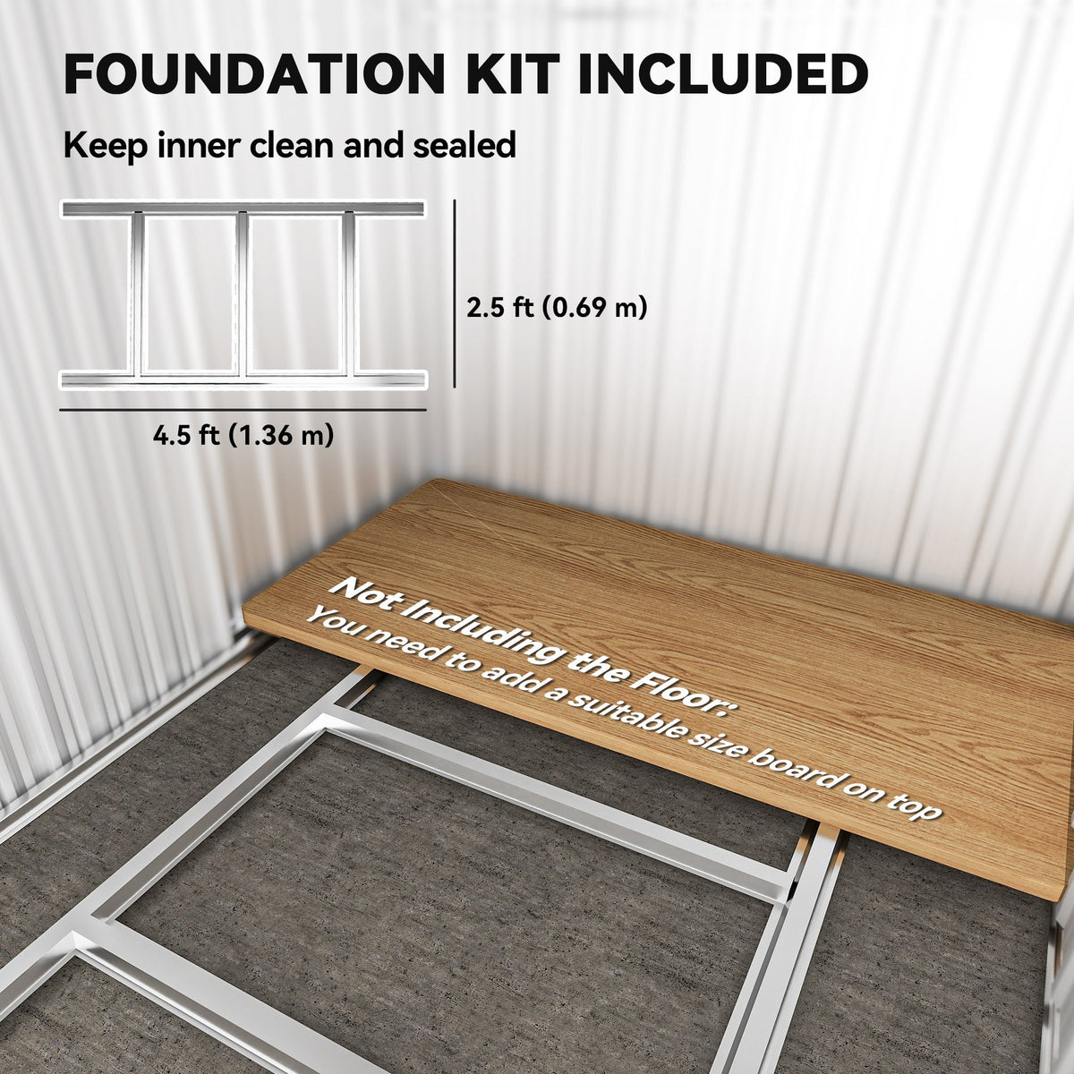 Outsunny Garden Metal Tool Storage Shed with Sliding Door, Sloped Roof and Foundation Kit, 152 x 132 x 188cm, Grey - MOOAZAA