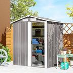 Outsunny Garden Metal Tool Storage Shed with Sliding Door, Sloped Roof and Foundation Kit, 152 x 132 x 188cm, Grey - MOOAZAA