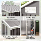 Outsunny Garden Metal Tool Storage Shed with Sliding Door, Sloped Roof and Foundation Kit, 152 x 132 x 188cm, Grey - MOOAZAA