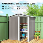 Outsunny Garden Metal Tool Storage Shed with Sliding Door, Sloped Roof and Foundation Kit, 152 x 132 x 188cm, Grey - MOOAZAA