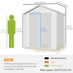 Outsunny Garden Shed 6'x4.5' Plastic Tool Storage House w/ Lockable Double Doors - MOOAZAA