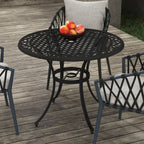 Outsunny Garden Table, Cast Aluminium Frame - Black. Parasol Hole, Seats 2 - 4 - MOOAZAA