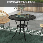 Outsunny Garden Table, Cast Aluminium Frame - Black. Parasol Hole, Seats 2 - 4 - MOOAZAA