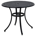 Outsunny Garden Table, Cast Aluminium Frame - Black. Parasol Hole, Seats 2 - 4 - MOOAZAA
