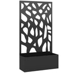 Outsunny Metal Raised Garden Bed with Trellis, Outdoor Planter Box with Privacy Screen, Elevated Garden Box for Climbing Plants - MOOAZAA