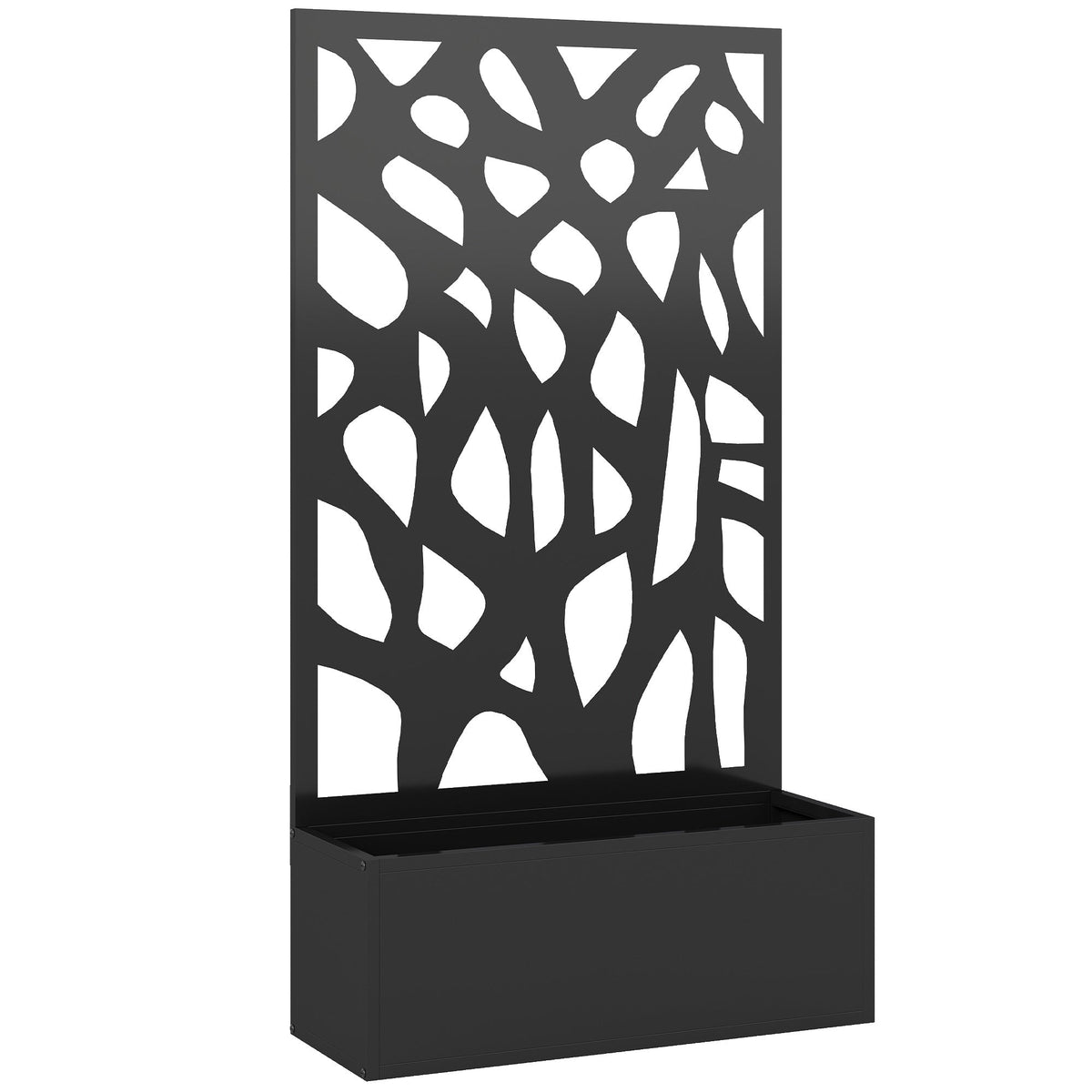 Outsunny Metal Raised Garden Bed with Trellis, Outdoor Planter Box with Privacy Screen, Elevated Garden Box for Climbing Plants - MOOAZAA