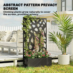 Outsunny Metal Raised Garden Bed with Trellis, Outdoor Planter Box with Privacy Screen, Elevated Garden Box for Climbing Plants - MOOAZAA