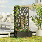 Outsunny Metal Raised Garden Bed with Trellis, Outdoor Planter Box with Privacy Screen, Elevated Garden Box for Climbing Plants - MOOAZAA