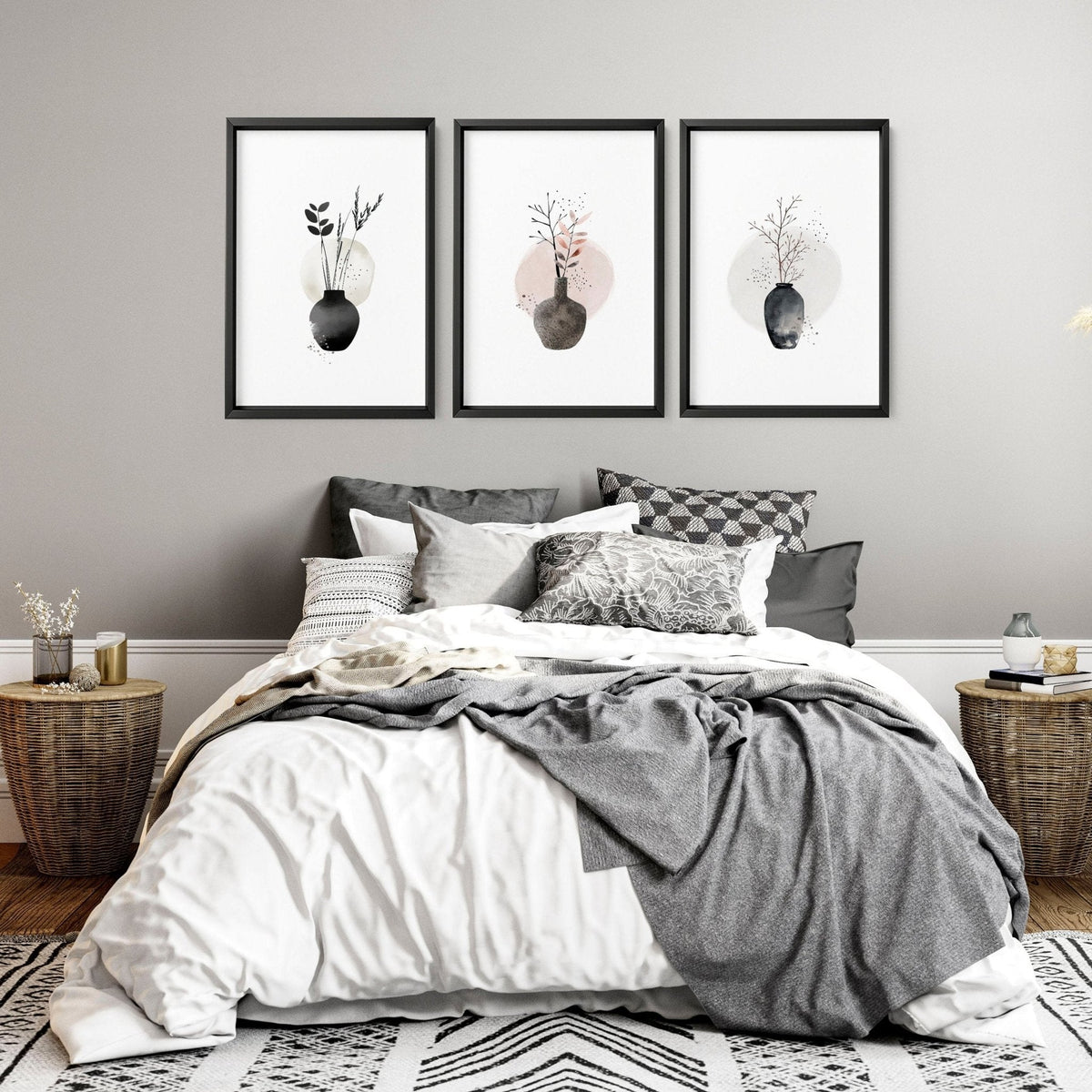 Paintings for Bedroom – Set of 3 Japanese Wall Art Prints