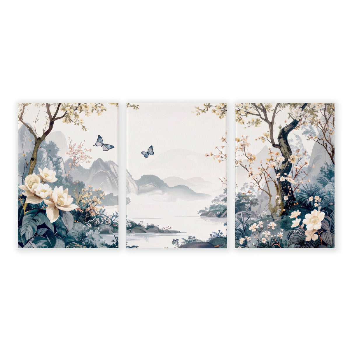Paintings For Living Room | Set of 3 Chinoiserie Wall art Prints
