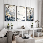 Paintings For Living Room | Set of 3 Chinoiserie Wall art Prints