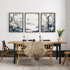 Paintings For Living Room | Set of 3 Chinoiserie Wall art Prints