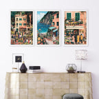 Paintings Living Room | Set of 3 Italian Lifestyle Wall art Prints