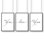 Paper anniversary gift | set of 3 wall art prints for Bedroom