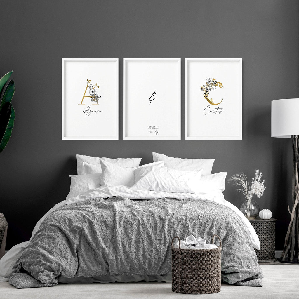 First year of marriage anniversary gift | set of 3 wall art prints