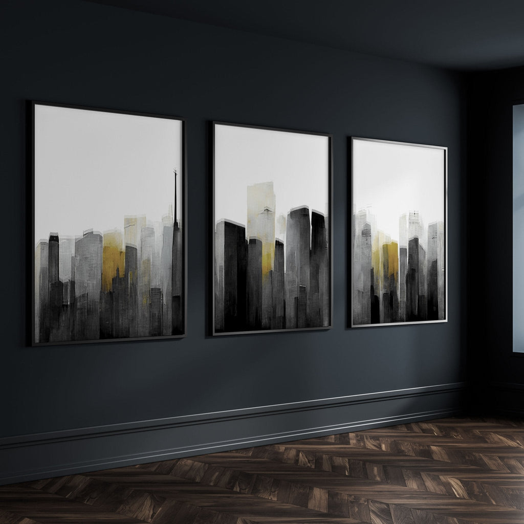 Pictures Framed For Wall | Set of 3 Urban Skyscrapers Wall art Prints