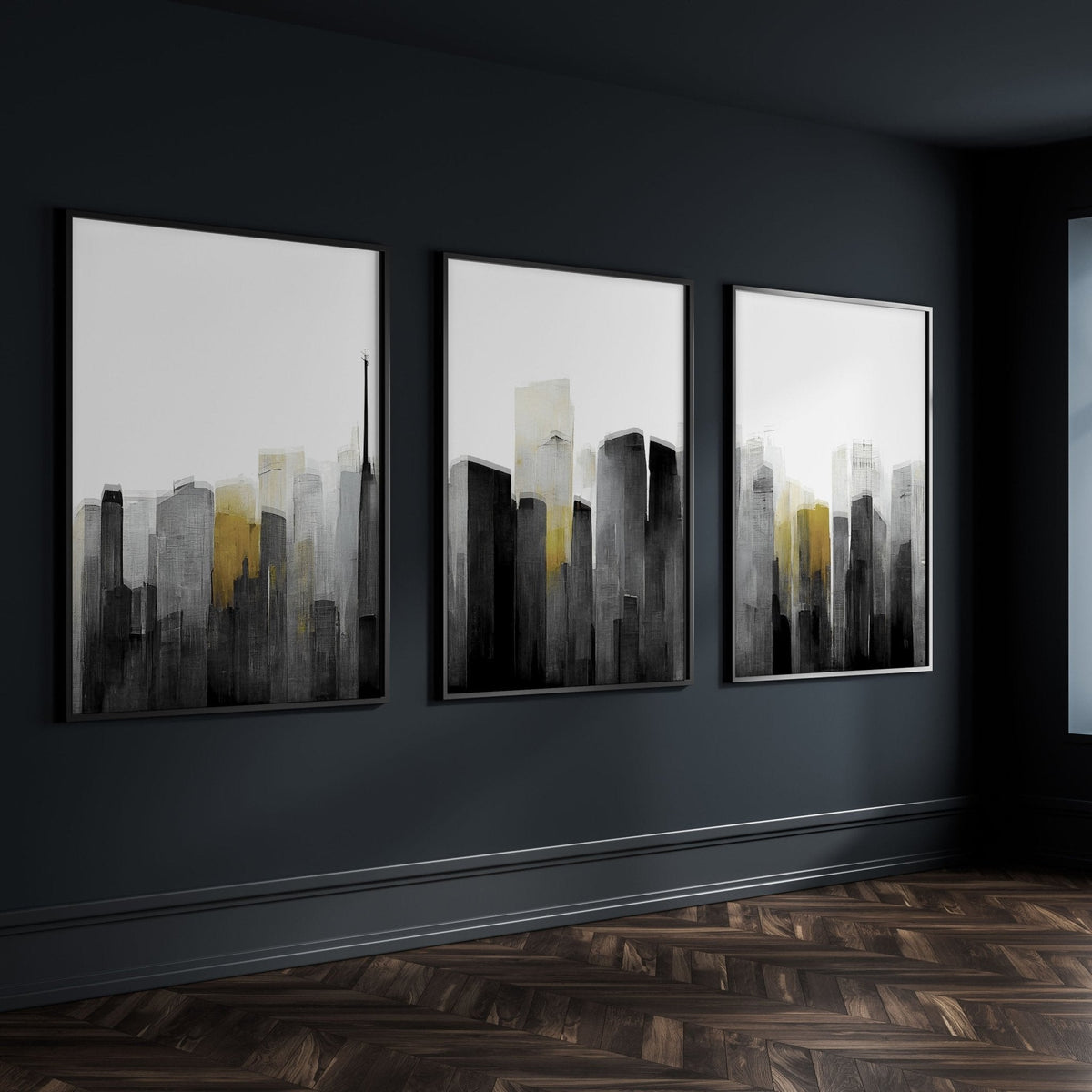 Pictures Framed For Wall | Set of 3 Urban Skyscrapers Wall art Prints