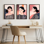 Poster Frame Large | Set of 3 Boho Women Wall art Prints