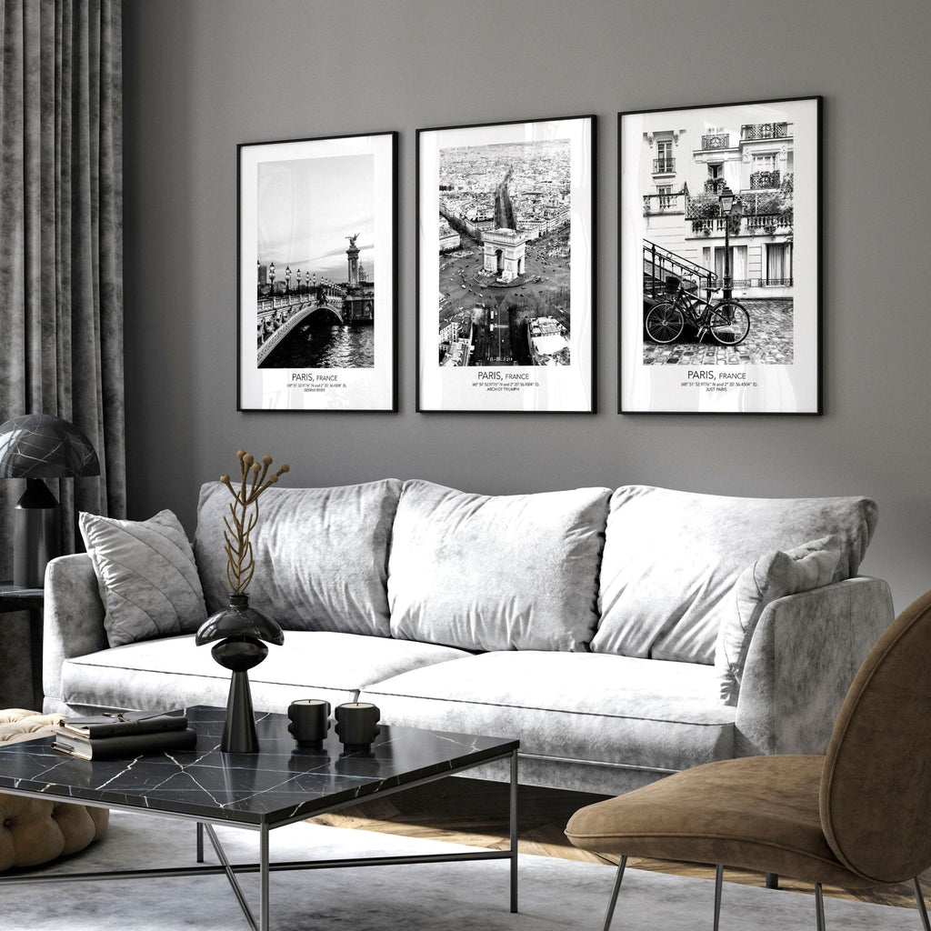 Posters for Living Room – Set of 3 Paris Wall Art Prints