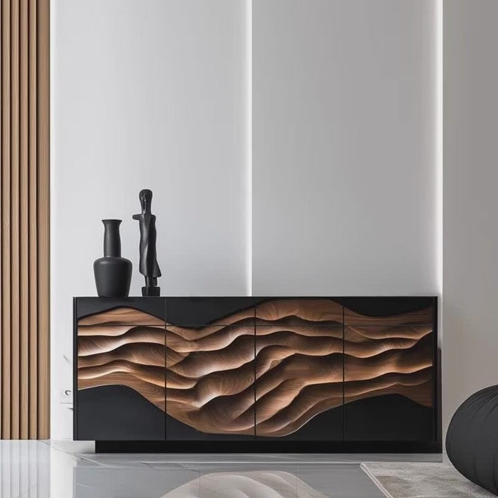 The Veridian Gabinete MCM Mid-Century Modern Solid Wood Sideboard & Storage Desk Cabinet