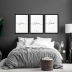 Set of 3 Bedroom Prints – Love Word Art for Walls